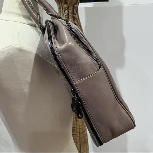 BEN MINKOFF LEATHER briefcase computer case Grey Compartments EUC - Picture 6 of 13